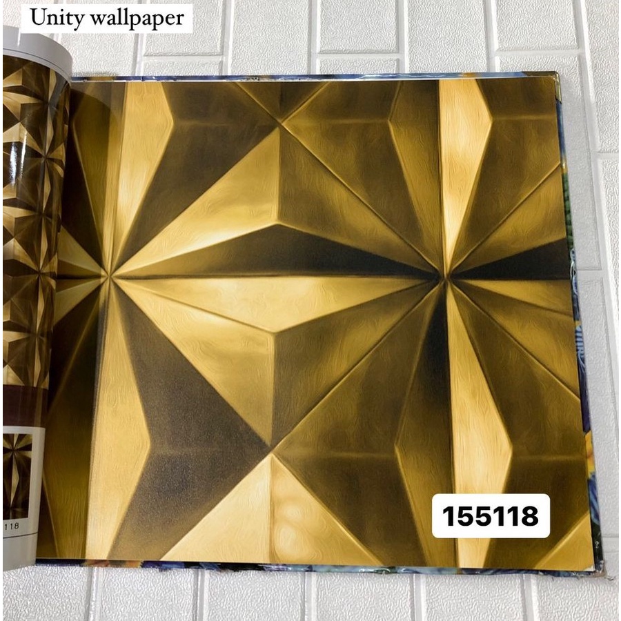 WALLPAPER DINDING KOTAK 3D GOLD COKLAT ABSTRAK MINESOTA