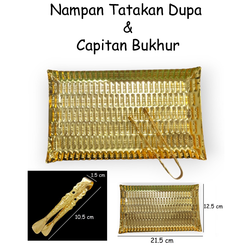 Nampan Tatakan Dupa dan Capitan Bukhur Emas Arab