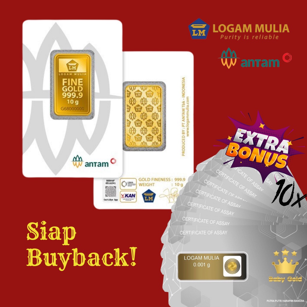 LOGAM MULIA EMAS ANTAM CERTIEYE 10g TERBARU
