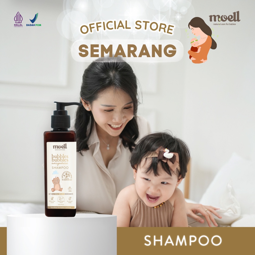 Moell Bubbles Bubbles Everywhere Shampoo 185gr / Shampo bayi / natural organic/ SLS free / Alkohol Free / Essensial Oil
