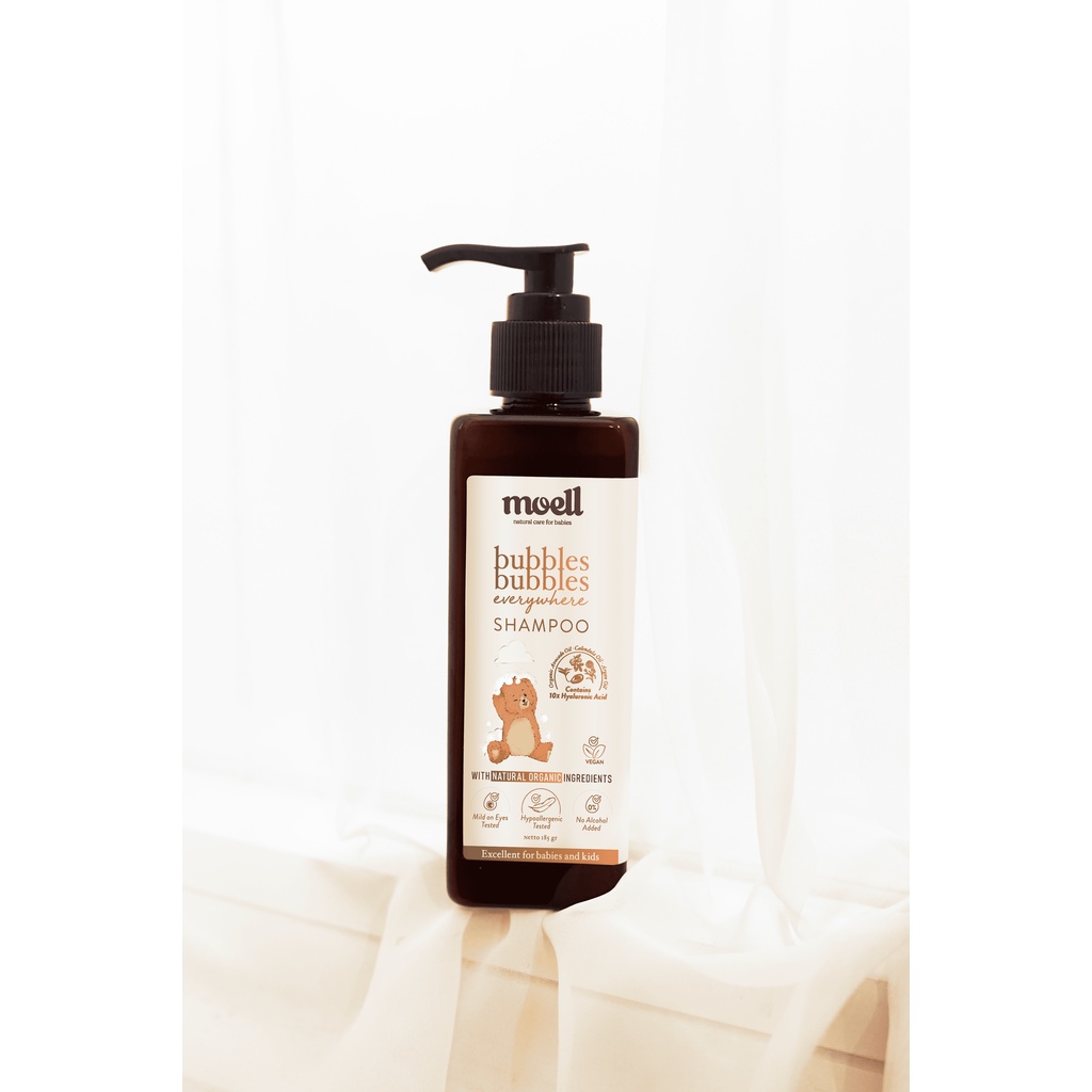 Moell Bubbles Bubbles Everywhere Shampoo 185gr / Shampo bayi / natural organic/ SLS free / Alkohol Free / Essensial Oil