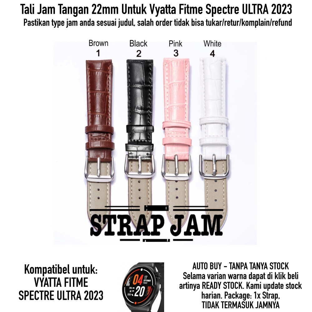 Tali Jam Vyatta Fitme Spectre Ultra 2023 - Strap 22mm Leather Kulit Crocodile Texture