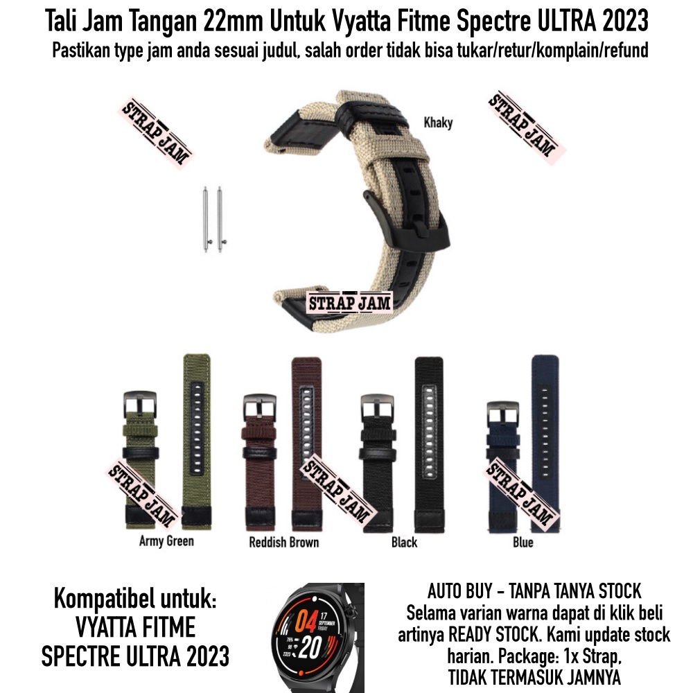 Tali Jam Vyatta Fitme Spectre Ultra 2023 - Strap 22mm Woven Nilon Tebal