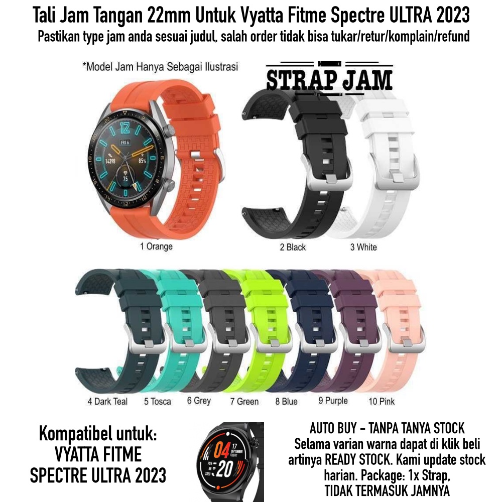 XLF Tali Jam Vyatta Fitme Spectre Ultra 2023 - Strap 22mm Silikon Rubber Buckle Silver