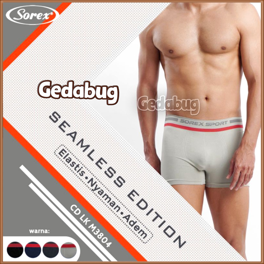 2 Pcs - CD Boxer Sorex M3804 / M 3804 | Celana dalam Pria dewasa Seamles Edition | Gedabug