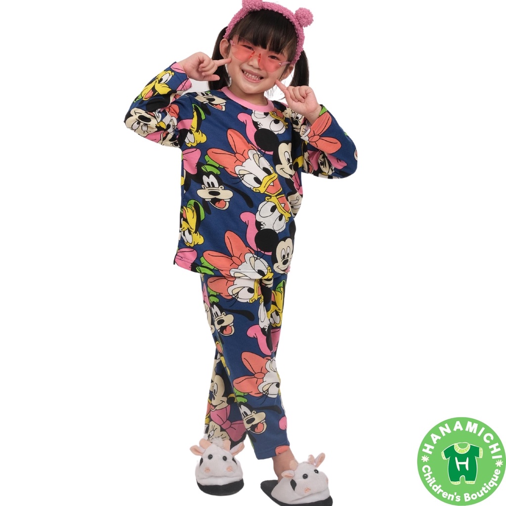 Hanamichi NEVA.PP Setelan Piyama Anak Lengan Panjang Full Print Motif Kartun