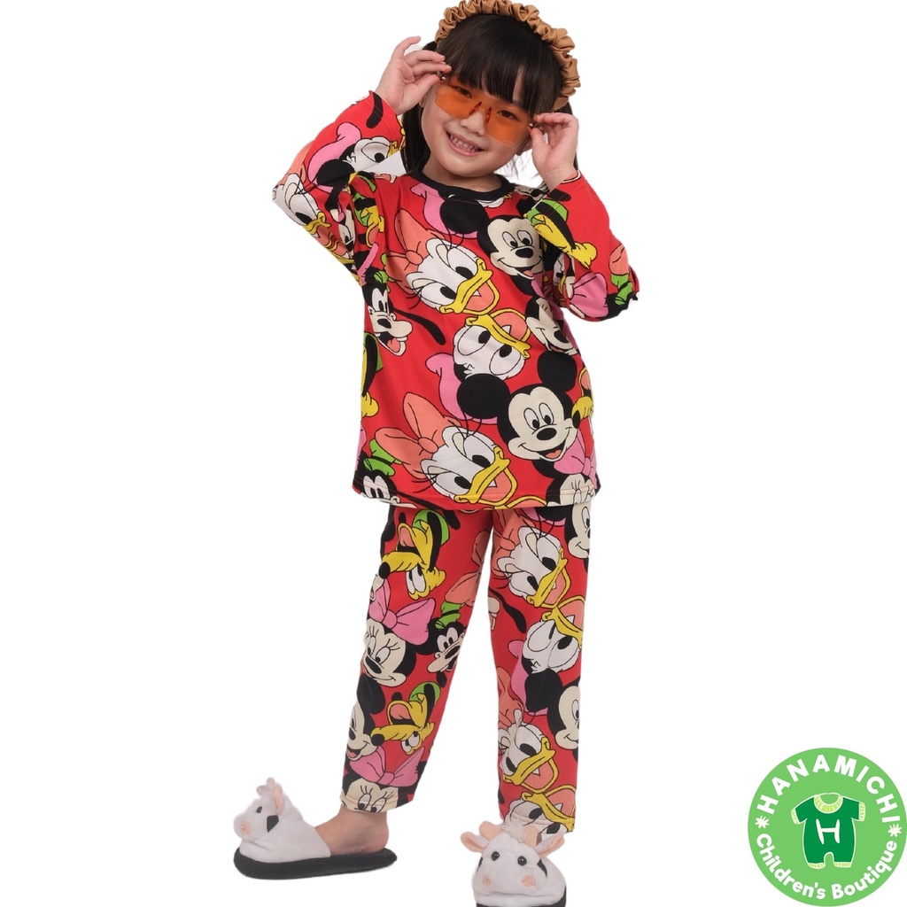 Hanamichi NEVA.PP Setelan Piyama Anak Lengan Panjang Full Print Motif Kartun