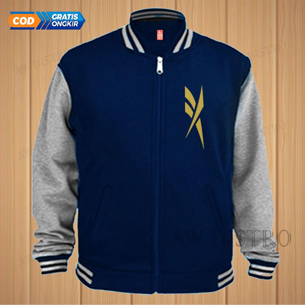 COD Jaket Baseball Varsity Distro Lorek Text Gold Premium Quality