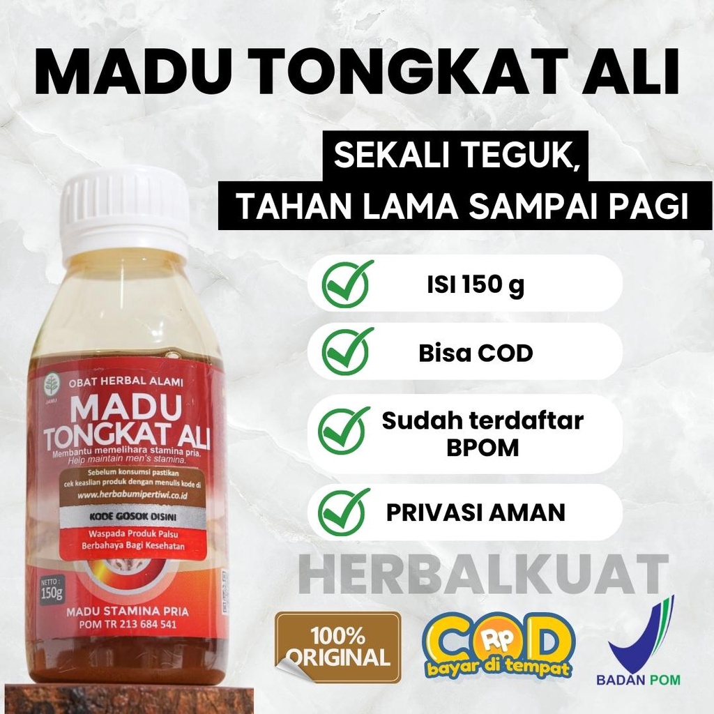 

Madu Tongkat Ali Herbal Penambah Stamina Pria Dewasa & Tahan Lama Sudah B POM Gratis Ongkir Bisa COD