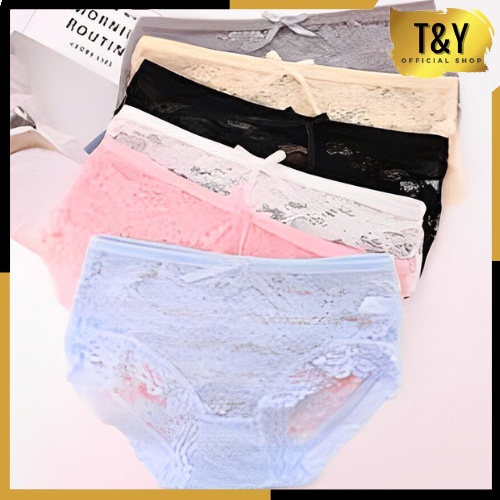 T&amp;Y Celana Dalam Wanita Renda 6438 Kolor Panties Sexy CD Segitiga Motif Lace Flower Murah Import