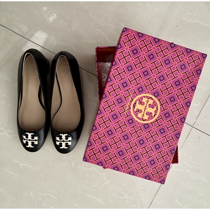 Preloved Original Tory Burch TB Janey Pump CalF Leather 5cm Heels Shoes Black / Sepatu wanita kulit 