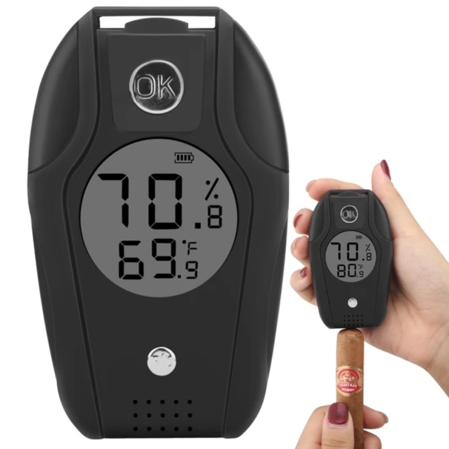 Cigar hygrometer thermometer