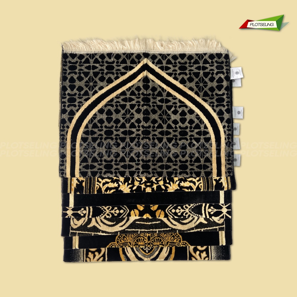 Sajadah Turkey Besar NURTEX Kiswah Hitam Ukuran 53 x 105 cm Sajadah Traveling Motif Kiswah Souvenir Hari Raya Sajadah Umroh Sejadah Sholat Dewasa Sajadah Besar Midi Tebal