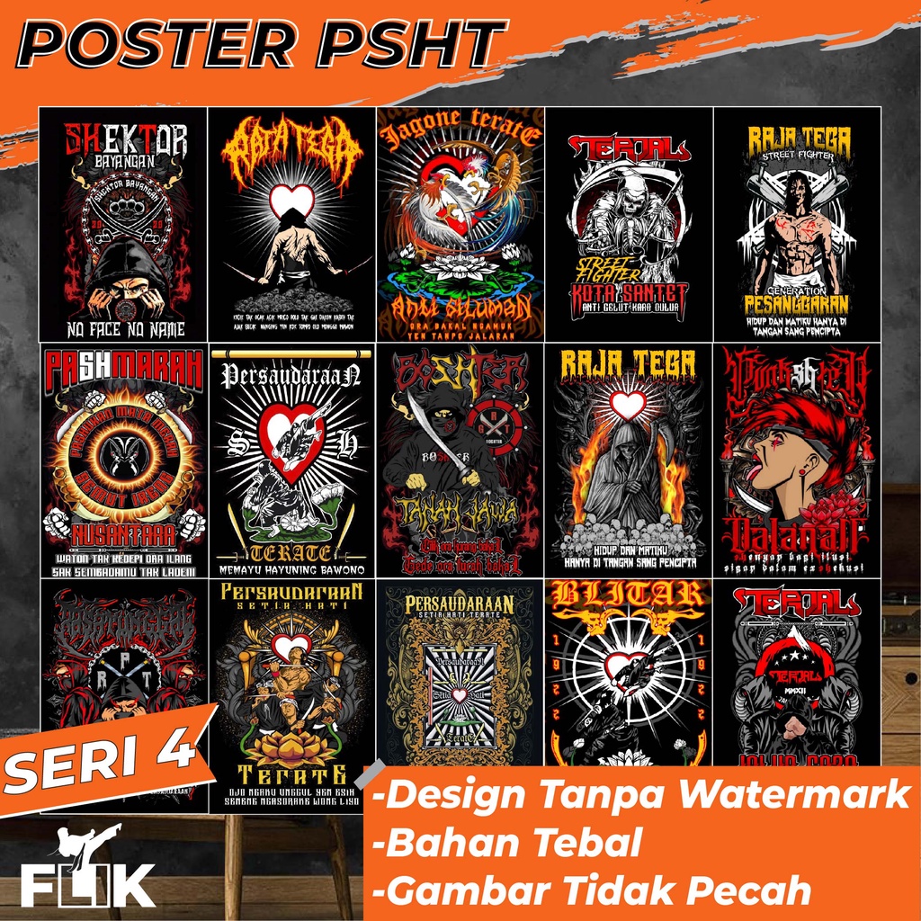 NEW DESIGN  POSTER PSHT 1 SET ISI 15 PCS SERI 4 /POSTER DINDING PSHT / POSTER GAMBAR PSHT MB