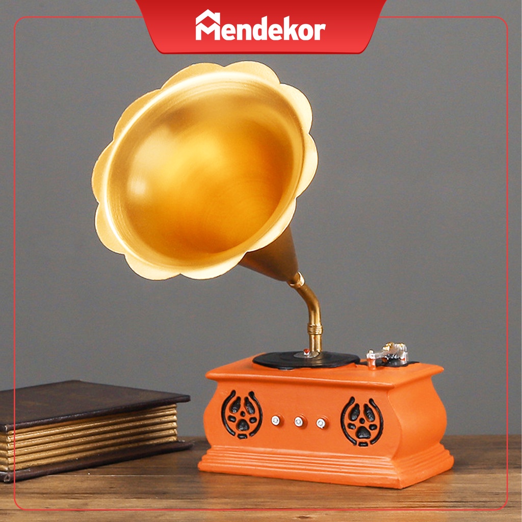Dekorasi Hiasan Meja Pajangan Vintage Gramophone Kado Hadiah | MENDEKOR Jarai