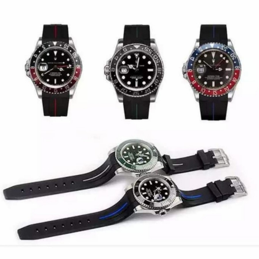 Tali Strap Jam Tangan Pria / Wanita Rolex Rubber B 20mm