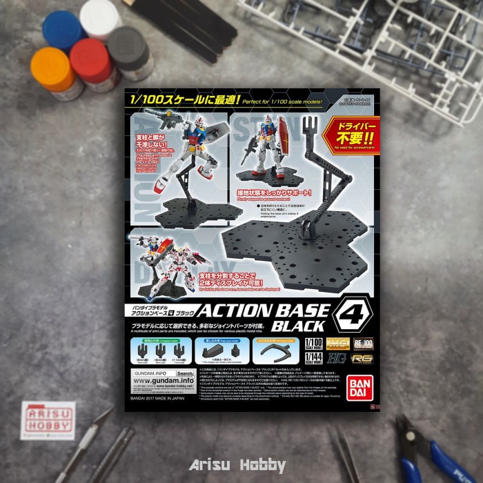 Action Base 4 Black Bandai Gundam Stand Base 1/144 1/100