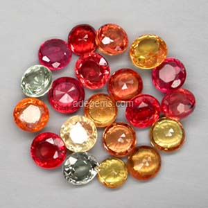 LSP-023 Lot Paket 20 pcs. 3.0 mm. Batu Permata Top Fancy Color Sapphire Safir Warna Warni Bulat Tanz