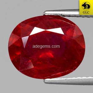 RB-146 Batu Permata Ruby Merah Keunguan Oval Mozambique Natural 5.82 Ct. & Sertifikat