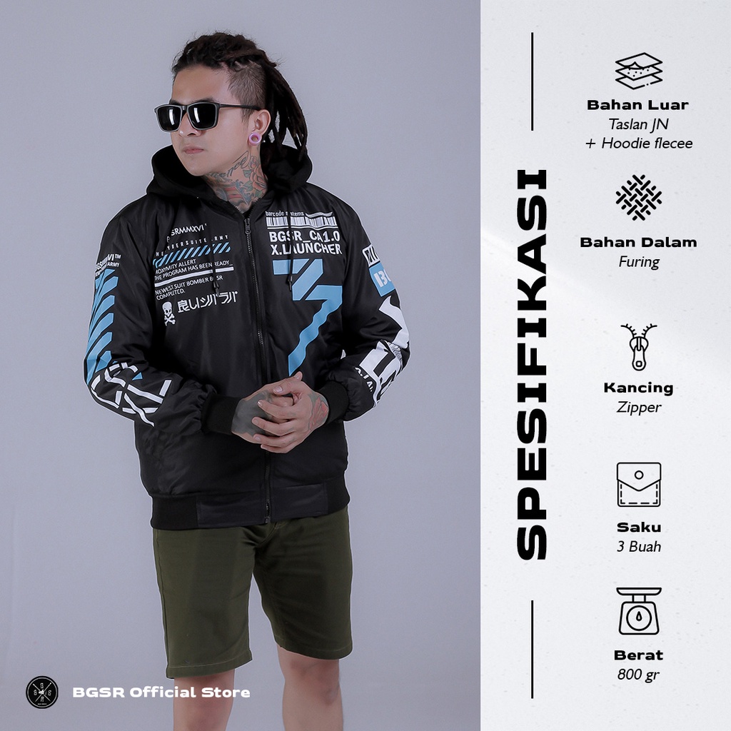 Jaket Cagoule Hitam Pria Windbreaker Jacket Taslan Premium CA1.0 BGSR