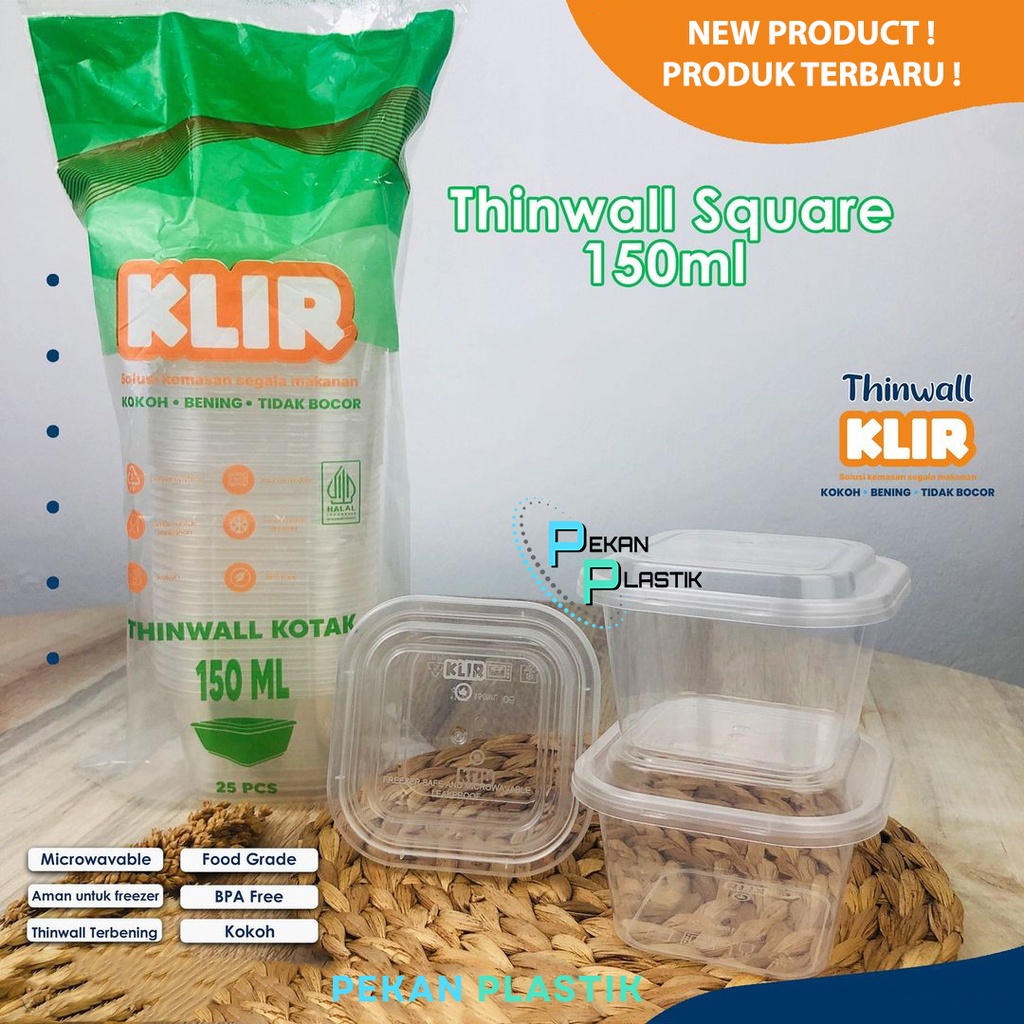 Thinwall Kotak 150 ml (25 pcs) Klir / Thinwall Square / Kotak Kecil