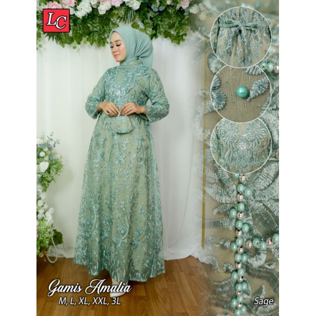 Dress Pesta Mewah / Gamis Amelia Kombinasi Payet Mutiara Terbaru / Gamis Kondangan / Gamis Tile / Gamis Pesta / Gamis Mutiara / Gamis / Gamis modern / Gamis Wisuda