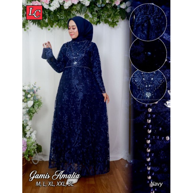 Dress Pesta Mewah / Gamis Amelia Kombinasi Payet Mutiara Terbaru / Gamis Kondangan / Gamis Tile / Gamis Pesta / Gamis Mutiara / Gamis / Gamis modern / Gamis Wisuda