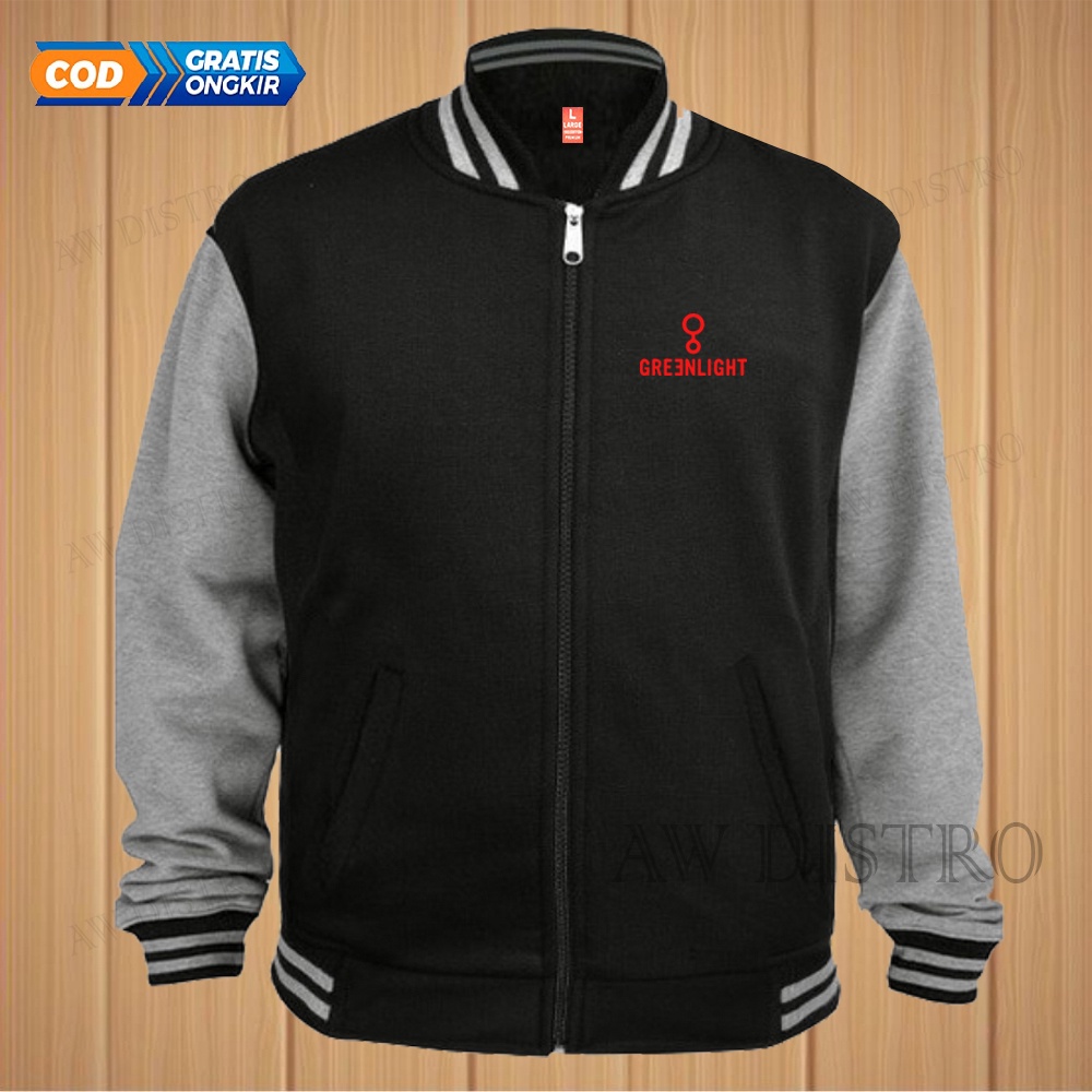 COD Jaket Baseball Varsity Distro Green 01 Text Merah Premium Quality