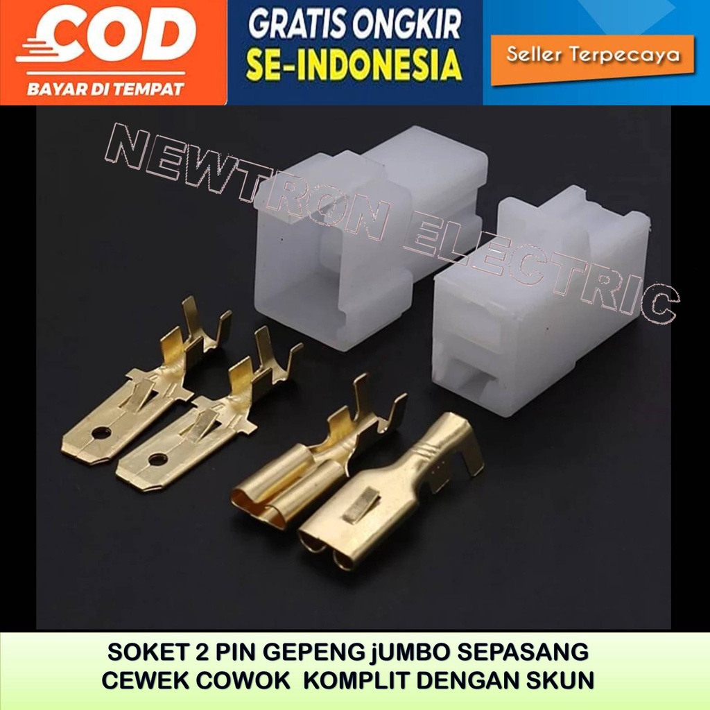 SOKET 2 PIN JUMBO SOKET FUSIBLING MALE FEMALE 2 PIN SOCKET DAN SKUN JUMBO BAHAN NILON TAHAN PANAS