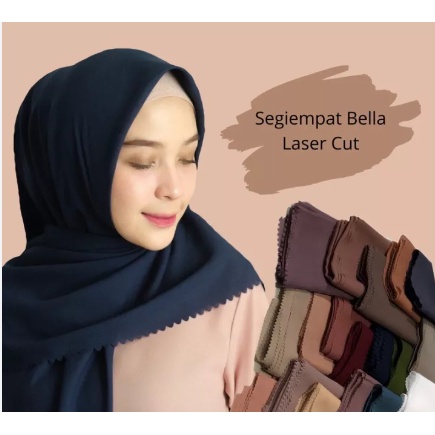 [FaFi] 40 warna Hijab Segiempat Bella Square Lasercut Premium / Bella Square LC REady makassar murah