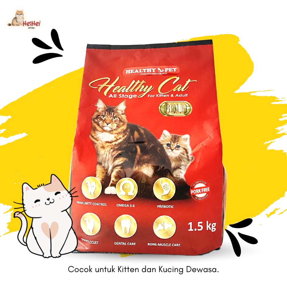 Healthy Pet Healthy Cat Dryfood 1,5 kg - Makanan Kucing Healthy Pet Healthy Cat Gold All Life Stage- Kitten- Adult Cat Freshpack 1,5 kg