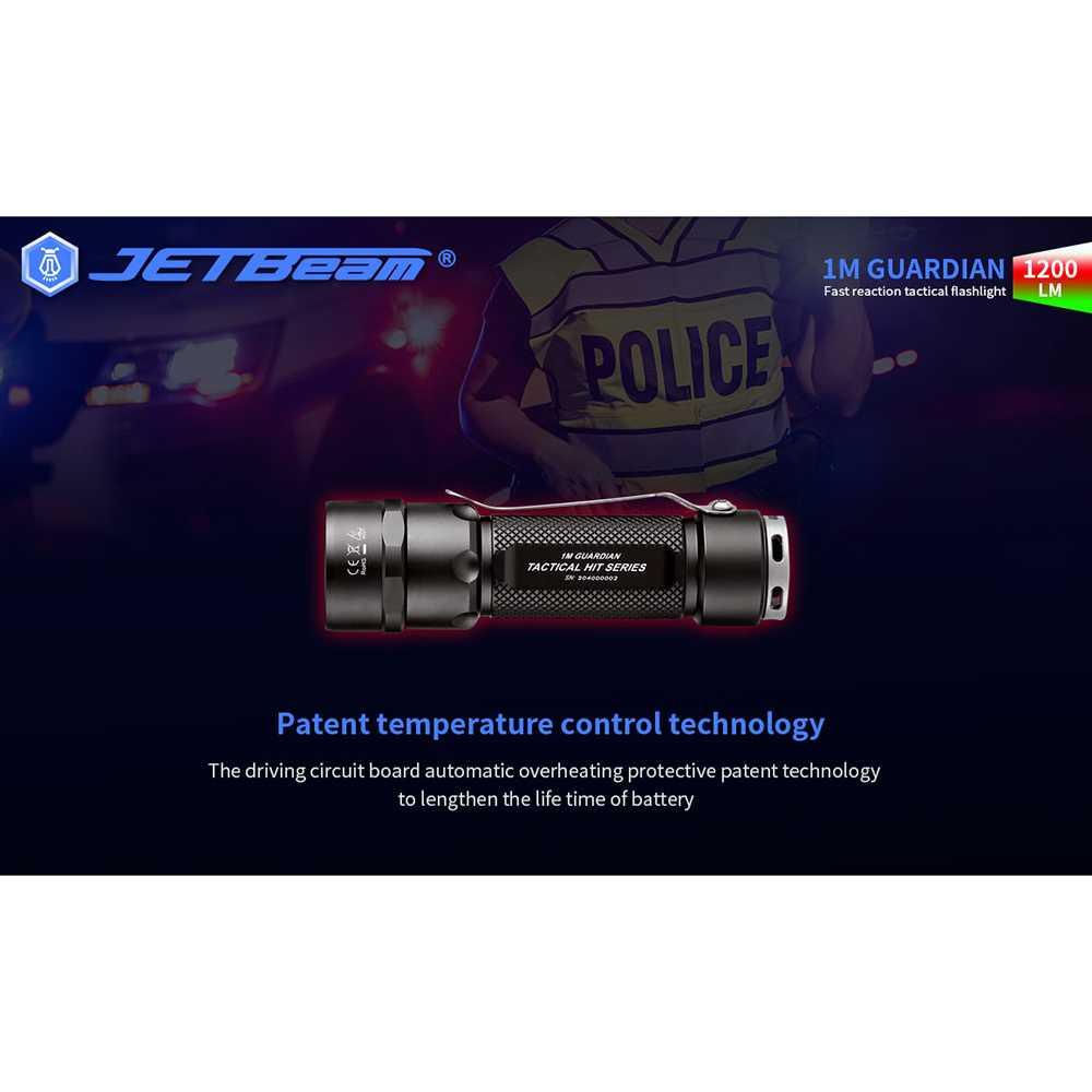 JETBeam Flashlight Senter Tactical LED XP-G3 1200 Lumens - 1M Guardian - Black