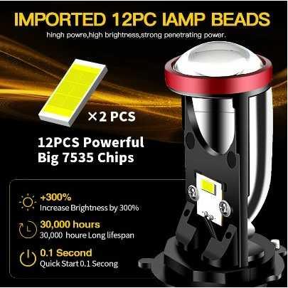 Lampu Mobil LED Headlamp Beam 12V 24V 2 PCS Cool White - H4 - Black