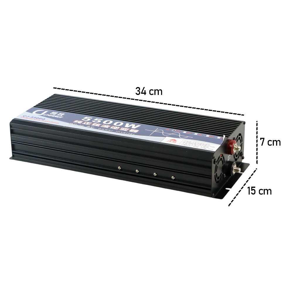 CHANGI Power Inverter Pure Sine Wave DC 12V to AC 220V 5500W - CJ-5500Q - Black