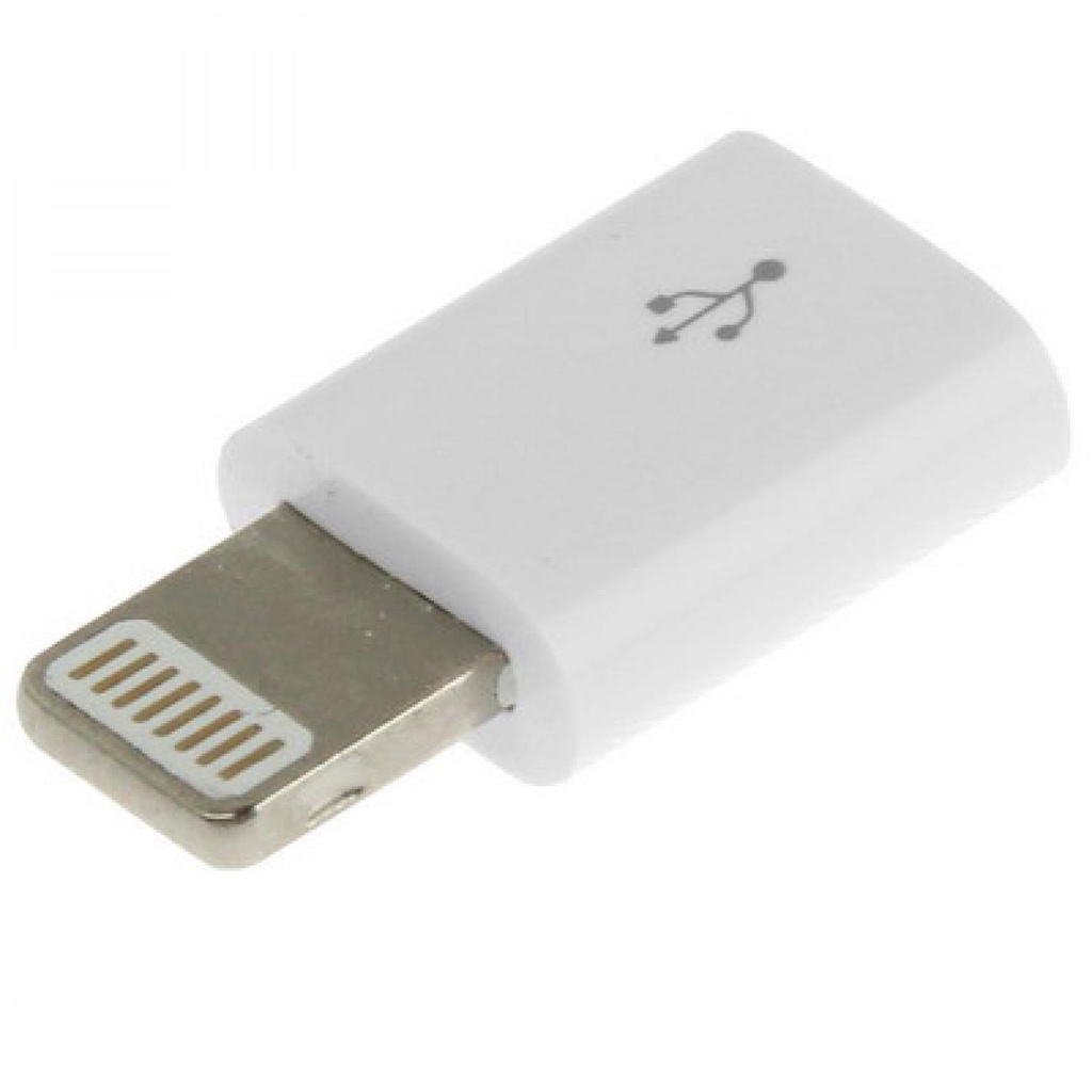 Micro USB Female to Lightning 8 Pin Adapter - White