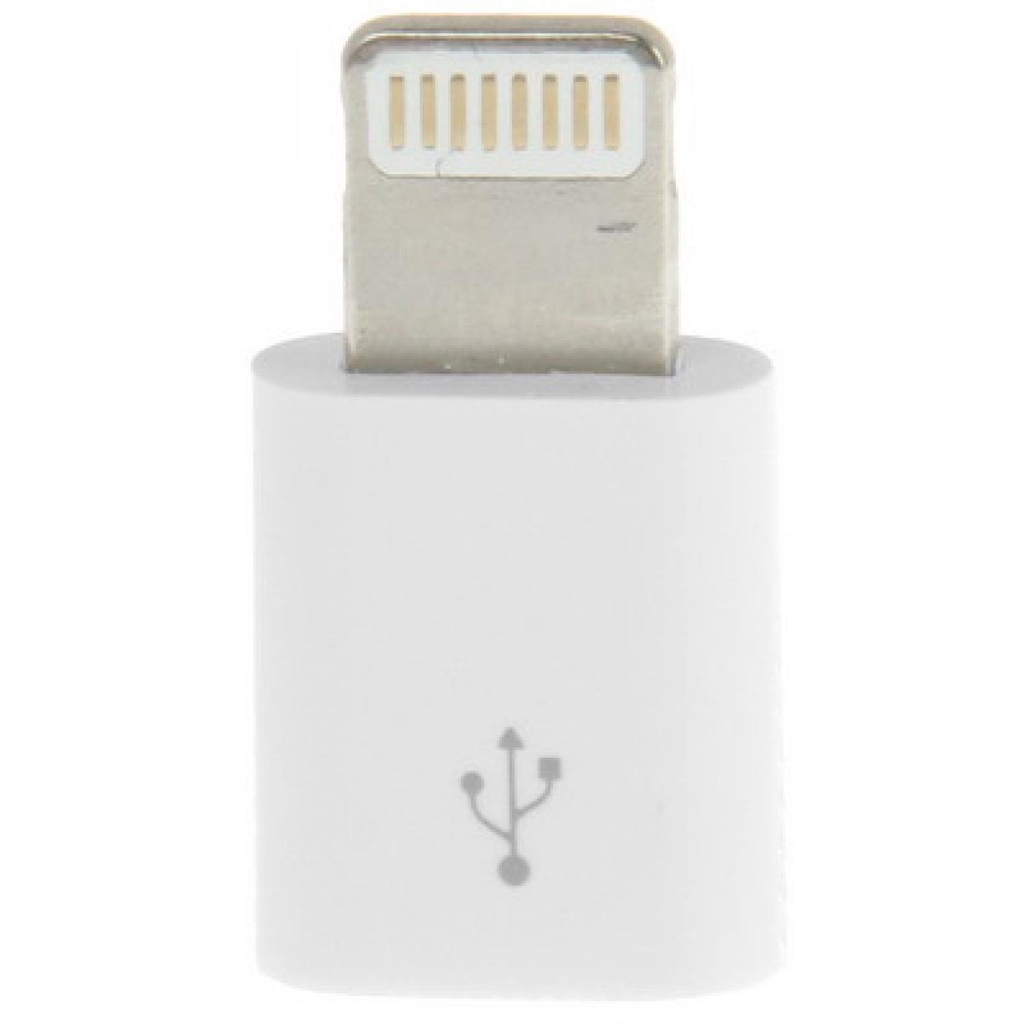 Micro USB Female to Lightning 8 Pin Adapter - White