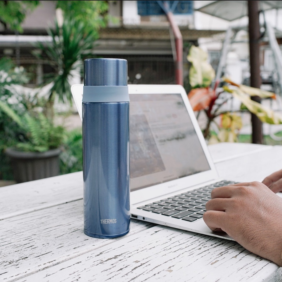 Thermos Vacuum Insulated Bottle with Stopper Misty Blue - 500ml