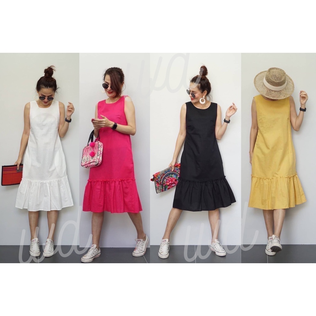 Baju Terusan Wanita /Dress Belakang Berpita Karet Elastis