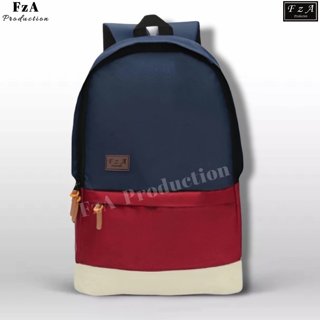 FzA Official - Big Promo..Tas Ransel Distro sekolah kuliah Kerja Pria 4286CV Tas Ransel Laptop - Navy Maroon