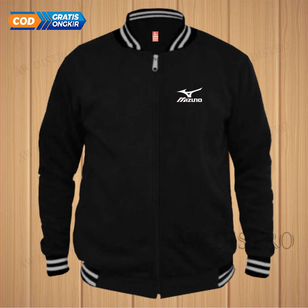 COD Jaket Baseball Varsity Distro MZN Text Putih Premium Quality