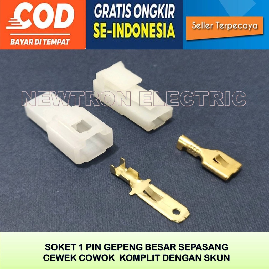 SOKET SOCKET KONEKTOR CONNECTOR KABEL 1 PIN BESAR MALE FEMALE SOKET MOTOR MOBIL TAHAN PANAS