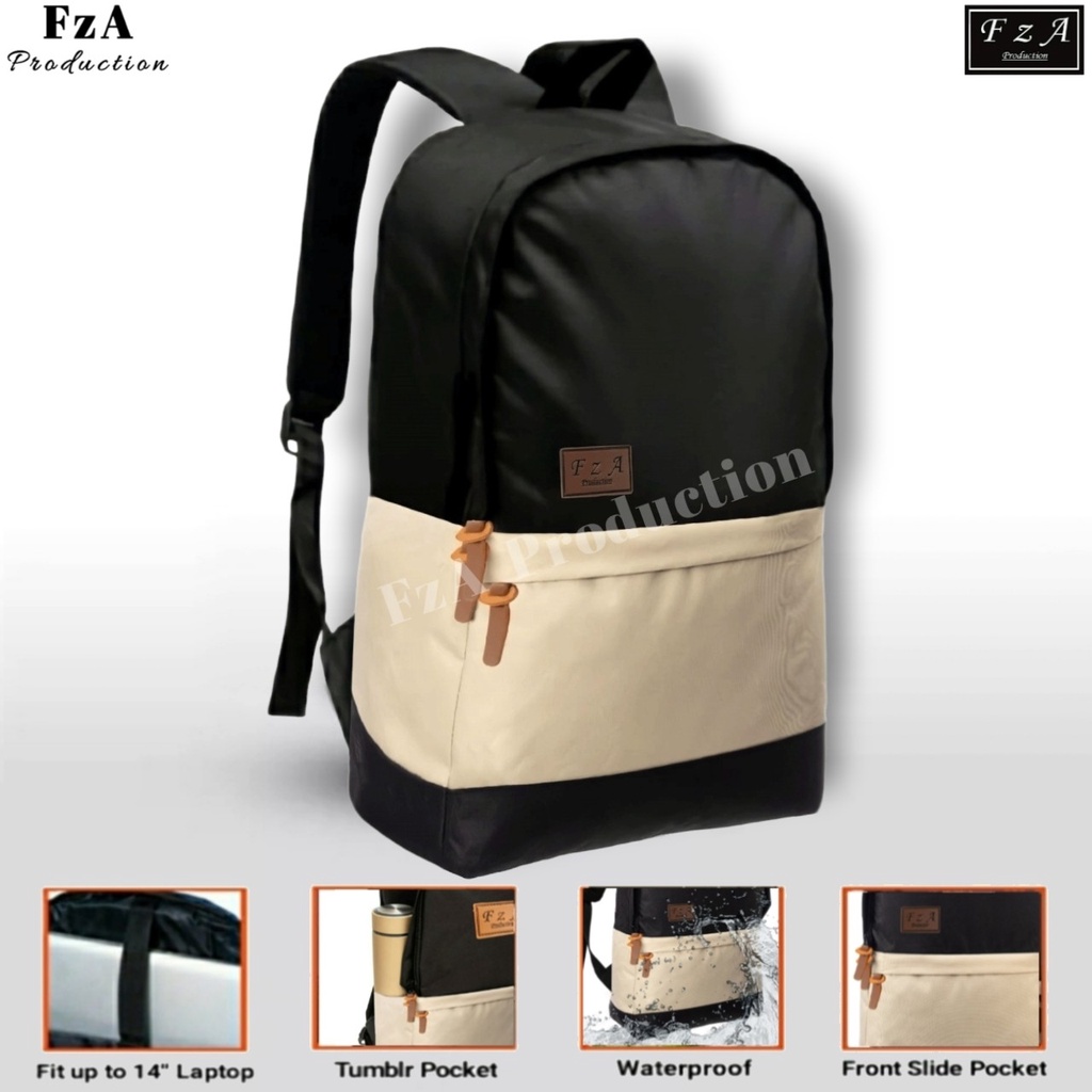 FzA Official - Big Promo..Tas Ransel Distro sekolah kuliah Kerja Pria 4286CV Tas Ransel Laptop - Chocolate