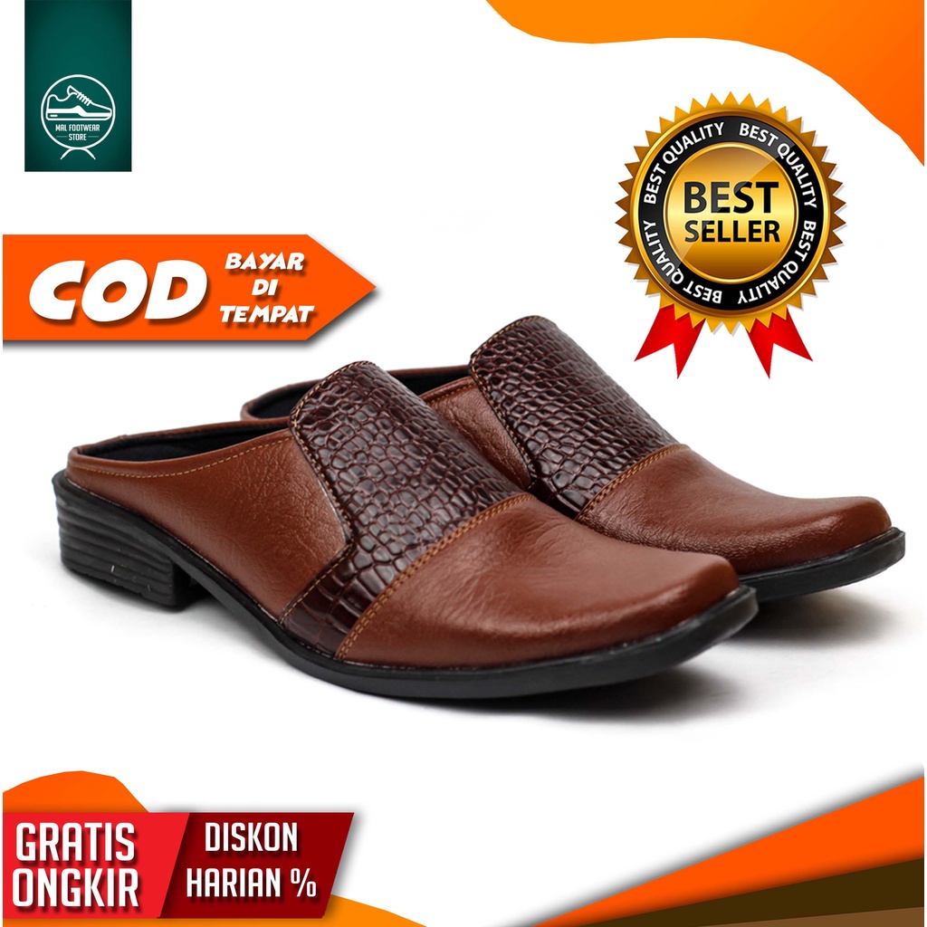 SEPATU Pria Casual Kantor KERJA Bahan KULIT Kualitas PREMIUM Slip-on Motif Kulit Buaya F-12