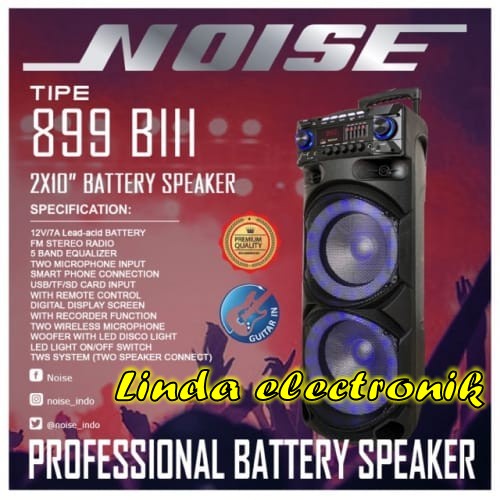 speaker wireless portable noise 899 blll 10 inch x 2 garansi original