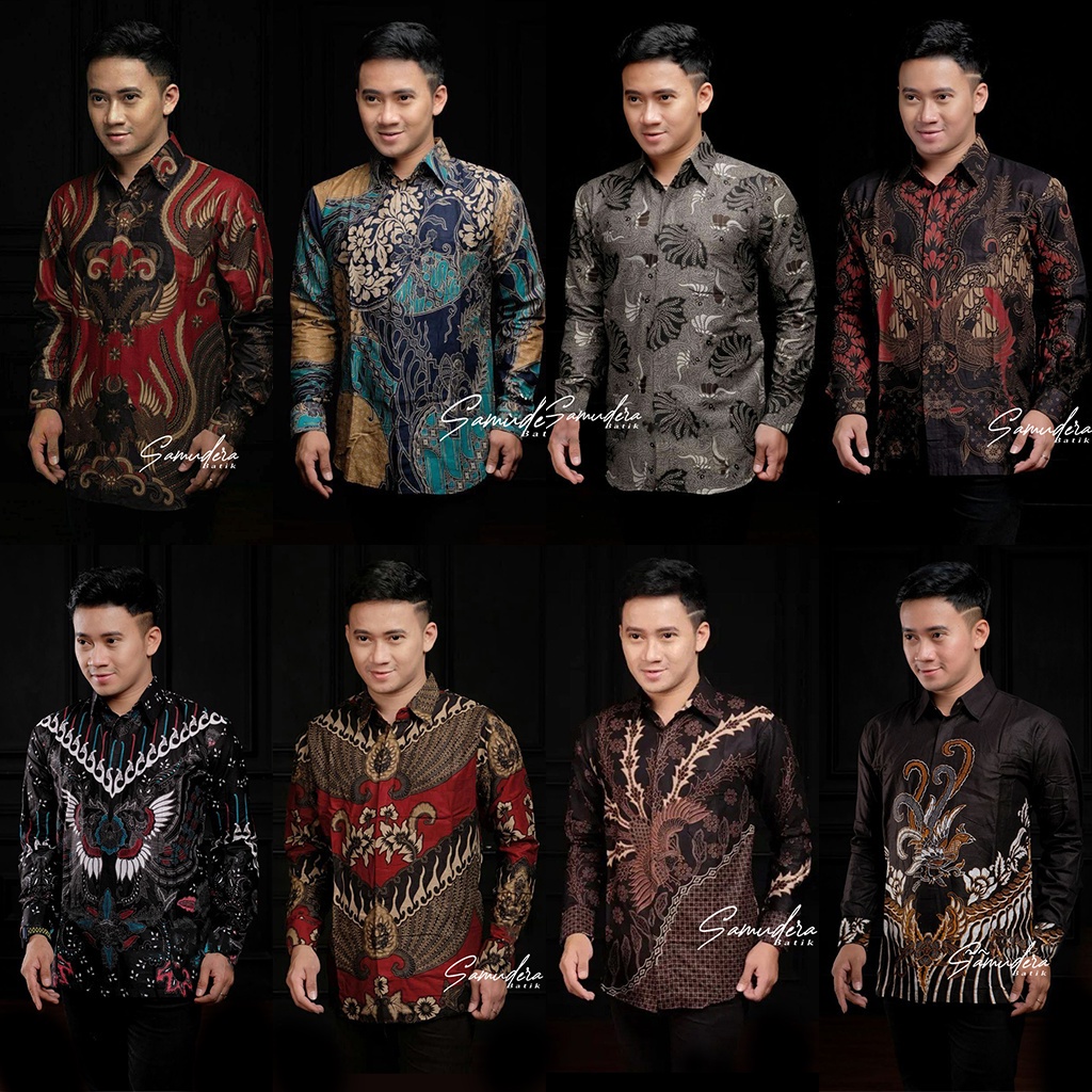 Batik Pria Lengan Panjang BATIK SAMUDERA HRB026 motif KERATONAN Kode 002 size M L XL XXL Reguler