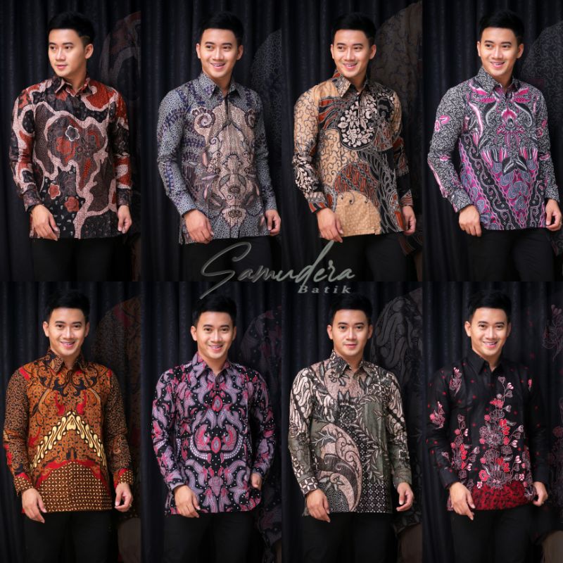 Batik Pria Lengan Panjang BATIK SAMUDERA HRB026 motif KERATONAN Kode 002 size M L XL XXL Reguler