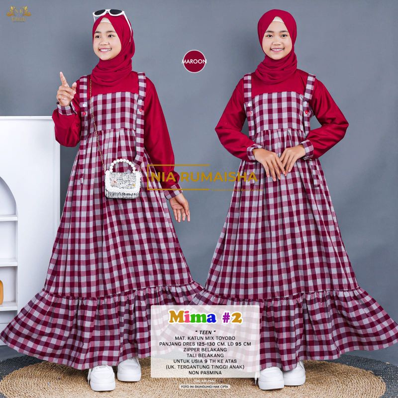 Salma Overall Teen Gamis Anak Remaja Usia 10 11 12 13 14  Th Ori Nia Rumaisha Katun Flanel Toyobo
