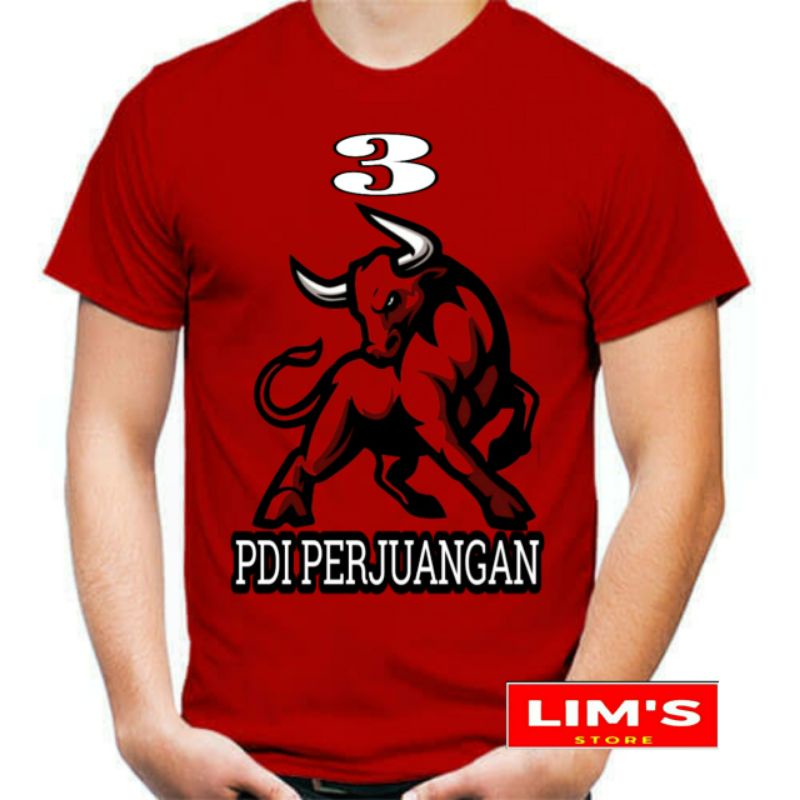 Kaos PDI Perjuangan motif banteng