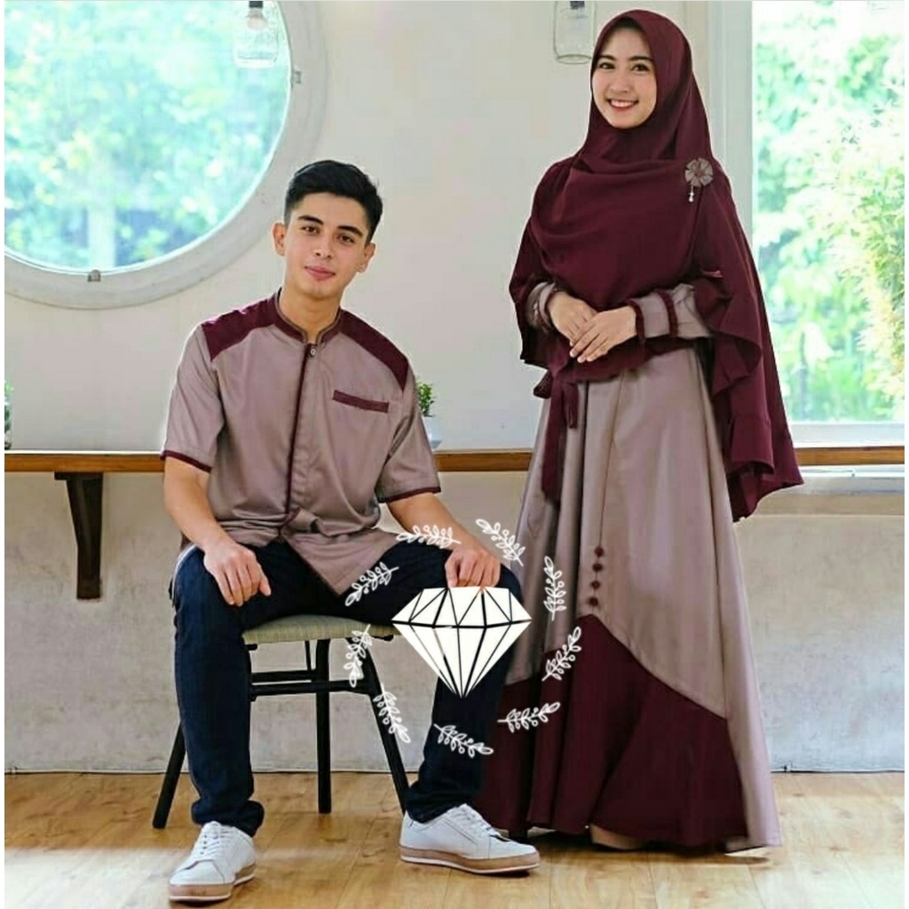 MR2327 Muslim Couple Gamis Syari 3in1 Marwah 3WARNA / BD / Pakaian Muslim Pasangan / Seragam Lebaran