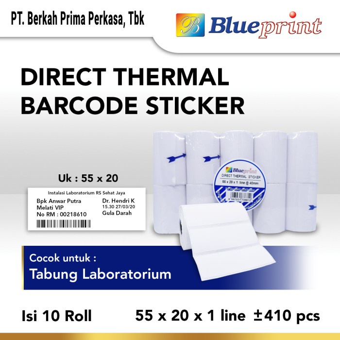 

Terlaris Direct Thermal Sticker / Label Stiker Blueprint 55X20X1 Isi 10 Roll